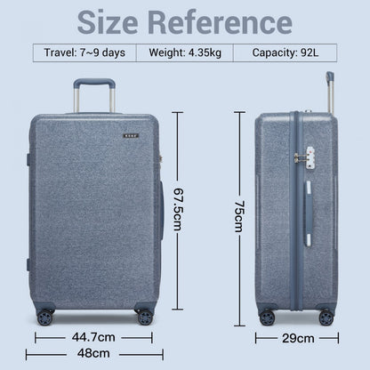 KSK2494 - Kono 28 Inch Minimalist Hard Shell ABS+PC Check-In Suitcase with TSA Lock 360° Spinner Wheels - Black