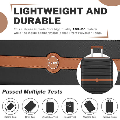KSK2592+EA2212 - Kono 3‑Piece ABS+PC Suitcase Set with Travel Bag & Toiletry Pouch