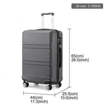 K1871-1L - Kono ABS 24 Inch Sculpted Horizontal Design Suitcase