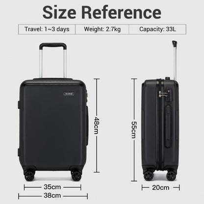 Kono 20" KSK2494 - Cabin Size Minimalist Hard Shell ABS+PC Carry-On Suitcase with TSA Lock 360° Spinner Wheels - Blue