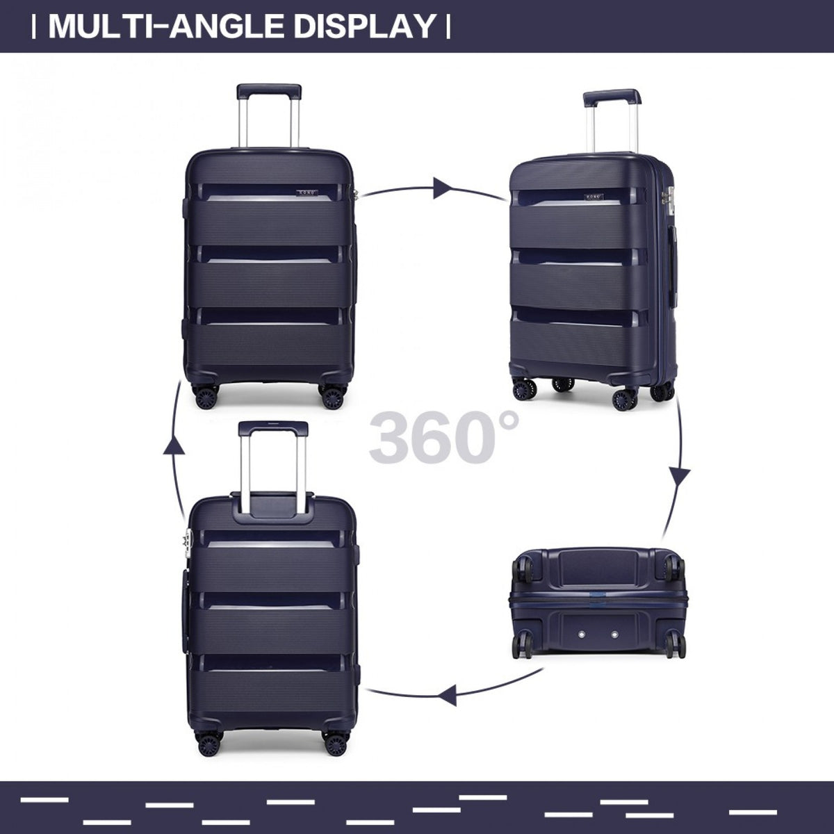 Kono 24" K2092L - Bright Hard Shell PP Suitcase - Classic Collection