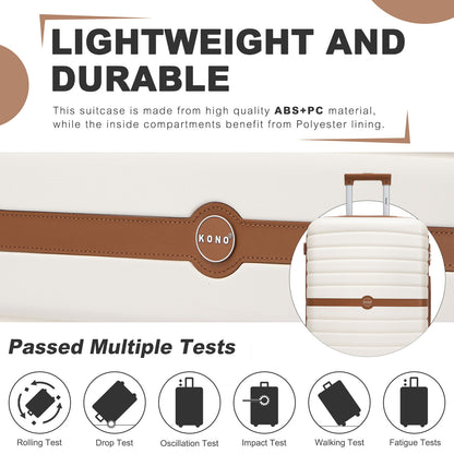 KSK2592+EA2212 - Kono 3‑Piece ABS+PC Suitcase Set with Travel Bag & Toiletry Pouch