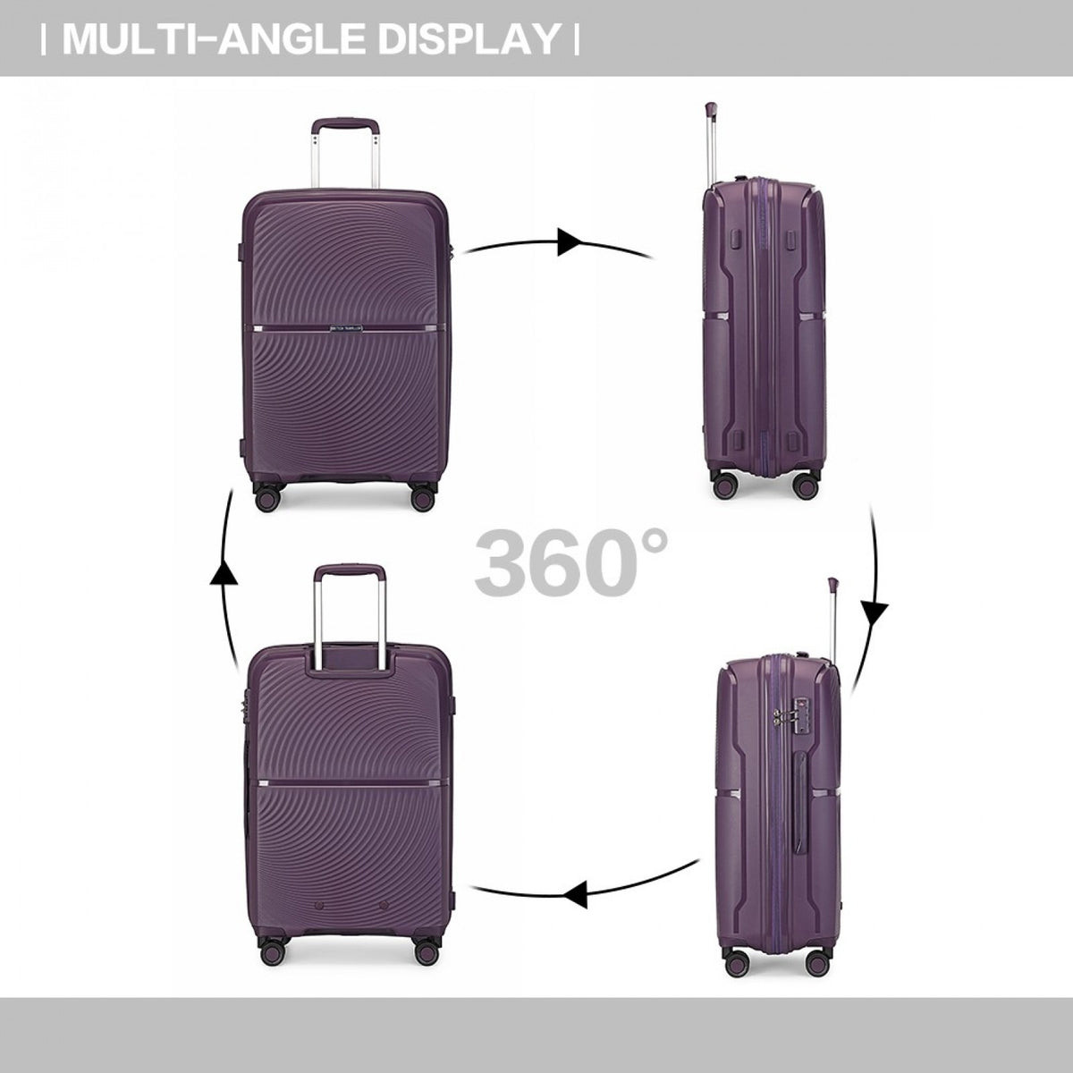 British Traveller 20" K2393L - Spinner Hard Shell PP Suitcase With TSA Lock