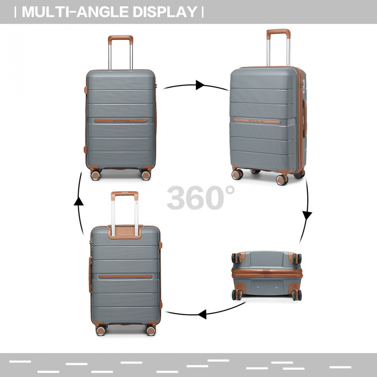 British Traveller K2392L - 3 Pcs Multi-Texture Polypropylene Hard Shell Suitcase With TSA Lock