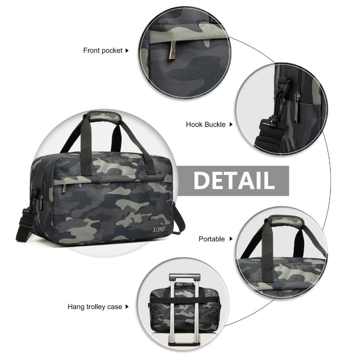 E1960M - Kono Lightweight Multi Purpose Unisex Sports Travel Duffel Bag