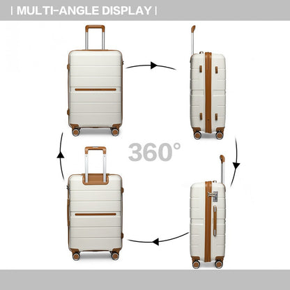 British Traveller K2392L - 3 Pcs Multi-Texture Polypropylene Hard Shell Suitcase With TSA Lock