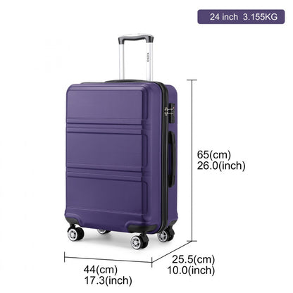 K1871-1L - Kono ABS 24 Inch Sculpted Horizontal Design Suitcase