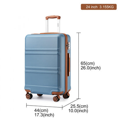 K1871-1L - Kono ABS 24 Inch Sculpted Horizontal Design Suitcase