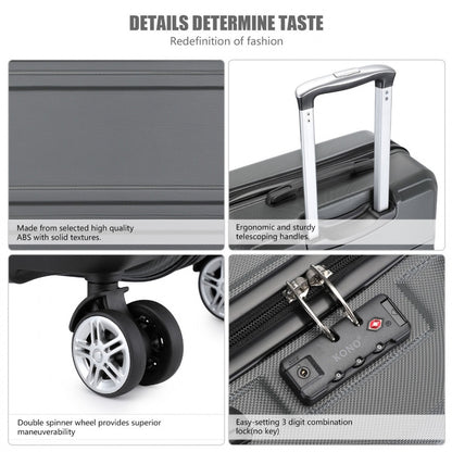 K1871-1L - Kono ABS 24 Inch Sculpted Horizontal Design Suitcase