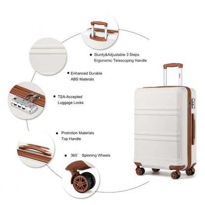 K1871-1L - Kono ABS 24 Inch Sculpted Horizontal Design Suitcase