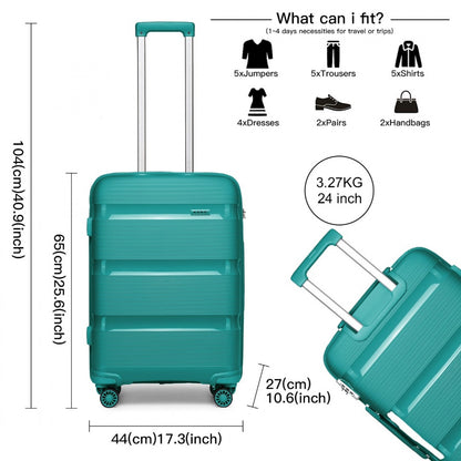 Kono 24" K2092L - Bright Hard Shell PP Suitcase - Classic Collection