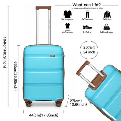 Kono 24" K2092L - Bright Hard Shell PP Suitcase - Classic Collection
