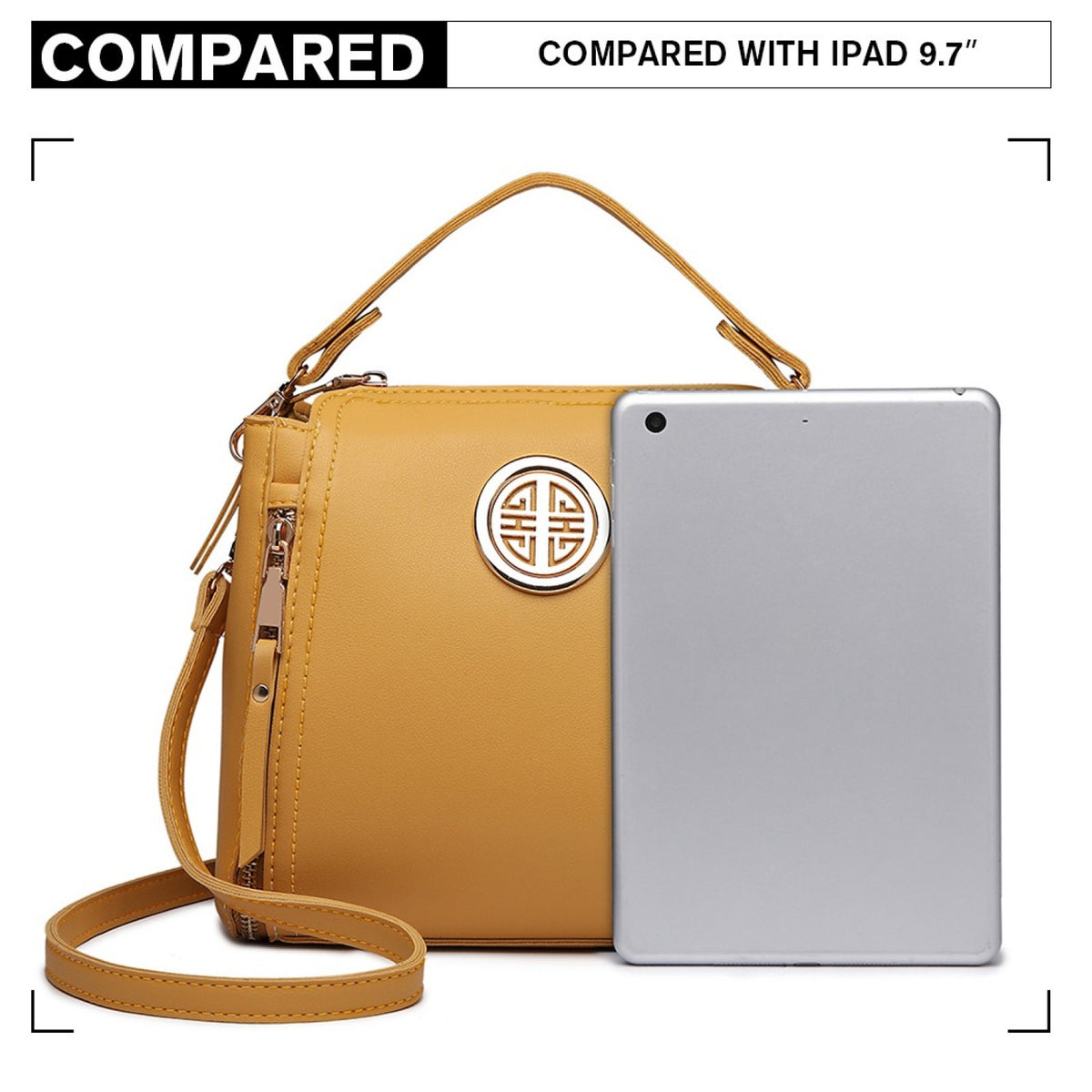 E1851 - Miss Lulu Leather Look Dual Zipped Handbag