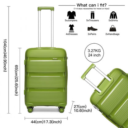 Kono 24" K2092L - Bright Hard Shell PP Suitcase - Classic Collection