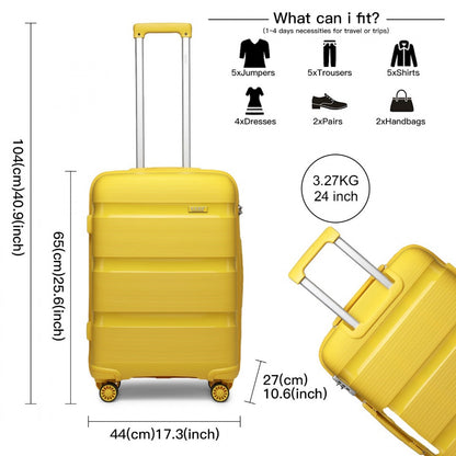 Kono 24" K2092L - Bright Hard Shell PP Suitcase - Classic Collection
