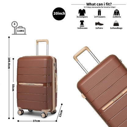 British Traveller K2392L - 3 Pcs Multi-Texture Polypropylene Hard Shell Suitcase With TSA Lock