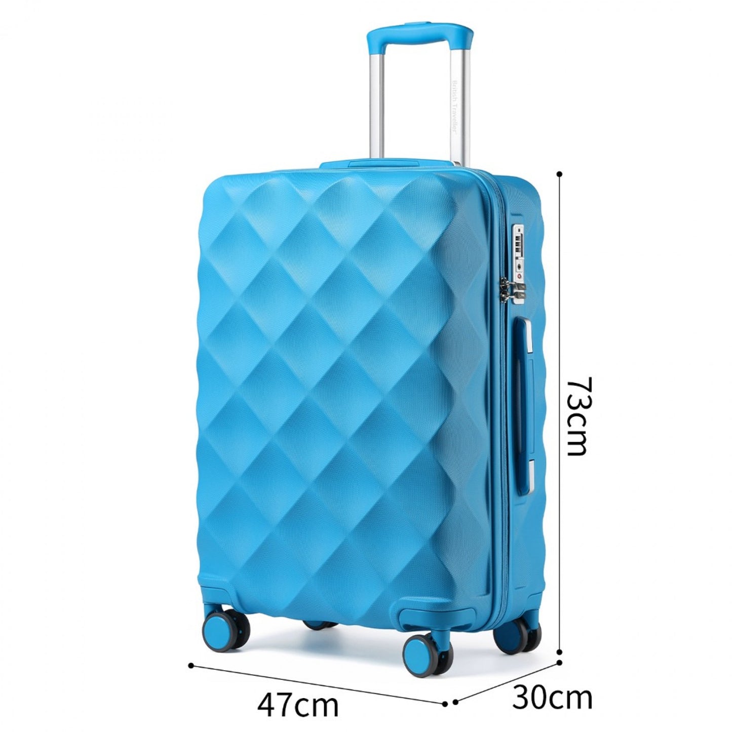 British Traveller K2395L - Ultralight ABS And Polycarbonate Bumpy Diamond 3 Pcs Luggage Set With TSA Lock