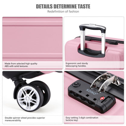 K1871-1L - Kono ABS 24 Inch Sculpted Horizontal Design Suitcase