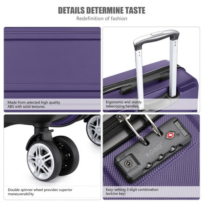 K1871-1L - Kono ABS 24 Inch Sculpted Horizontal Design Suitcase