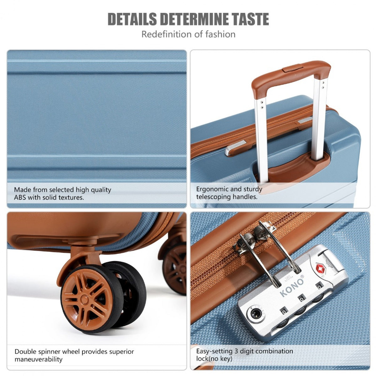 K1871-1L - Kono ABS 24 Inch Sculpted Horizontal Design Suitcase