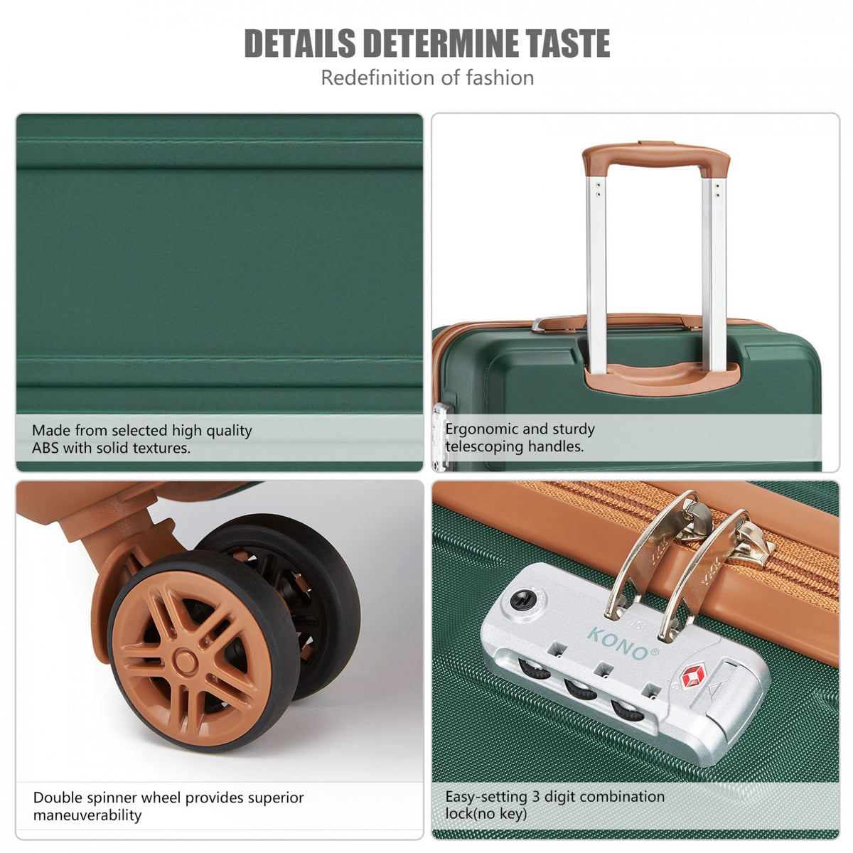 K1871-1L - Kono ABS 24 Inch Sculpted Horizontal Design Suitcase