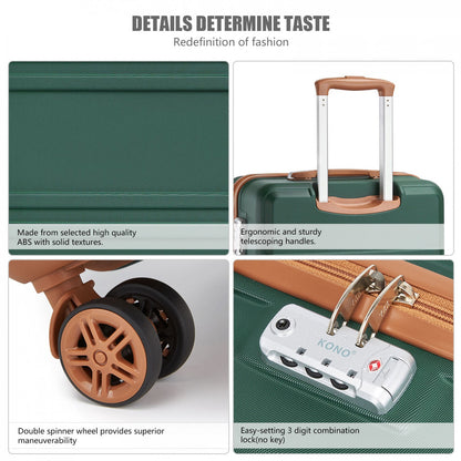 K1871-1L - Kono ABS 24 Inch Sculpted Horizontal Design Suitcase
