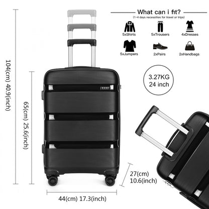 Kono 24" K2092L - Bright Hard Shell PP Suitcase - Classic Collection
