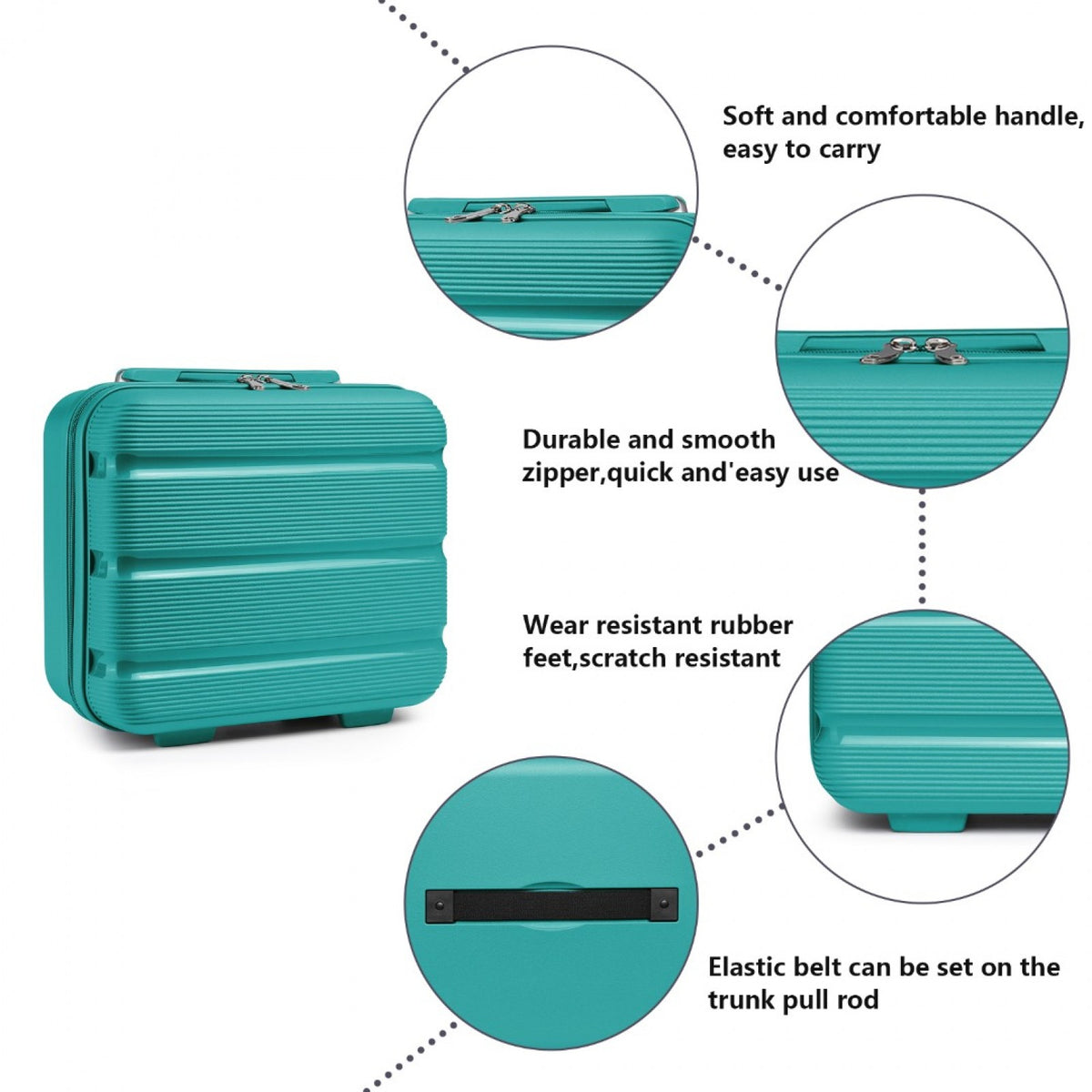 Kono 14" K2092L - Bright Hard Shell PP Vanity Case