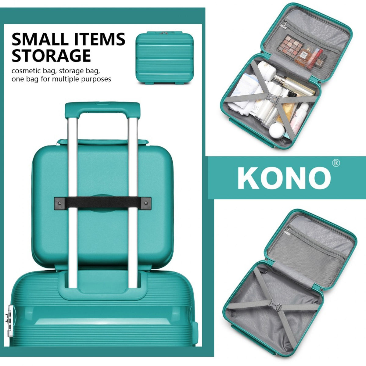 Kono 14" K2092L - Bright Hard Shell PP Vanity Case