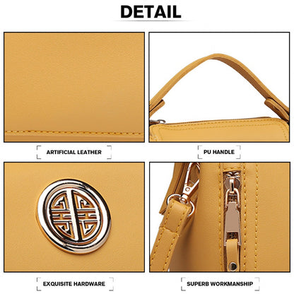 E1851 - Miss Lulu Leather Look Dual Zipped Handbag