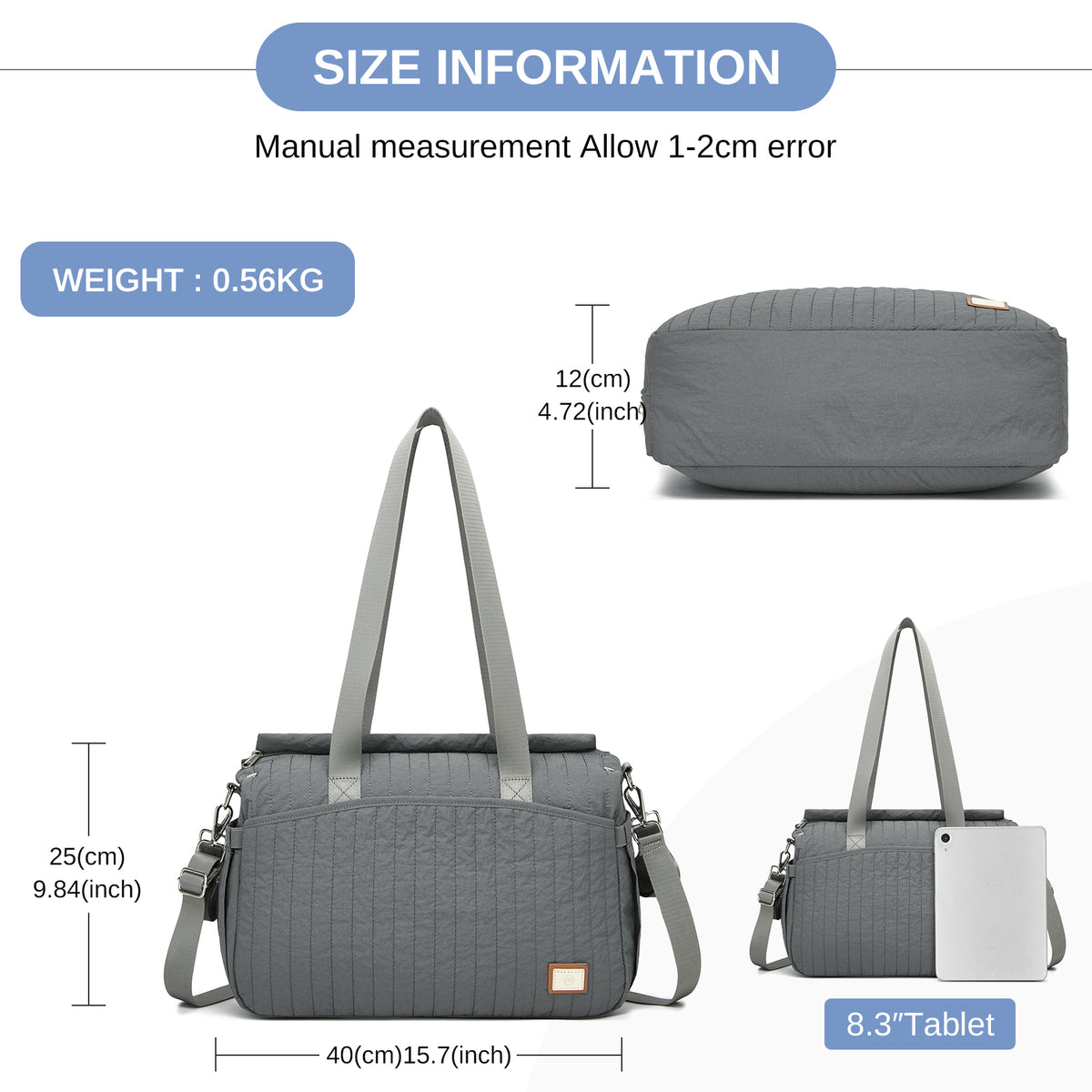 BCM2517 - Miss Lulu Stylish and Spacious Maternity Diaper Bag with Insulated Baby Bottle Pockets,Wet-Dry Separation,Stroller Strap