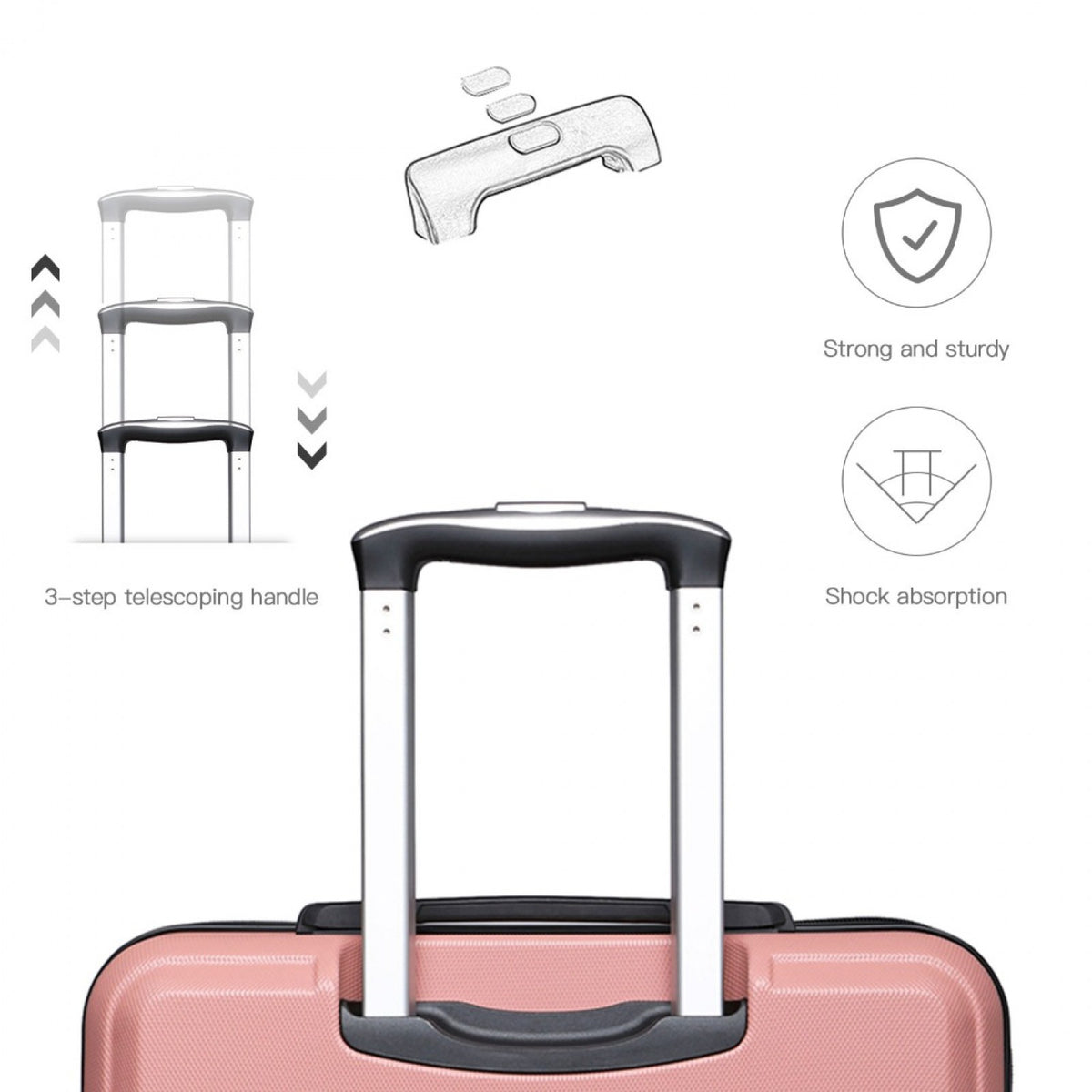 K1871-1L - Kono ABS 24 Inch Sculpted Horizontal Design Suitcase