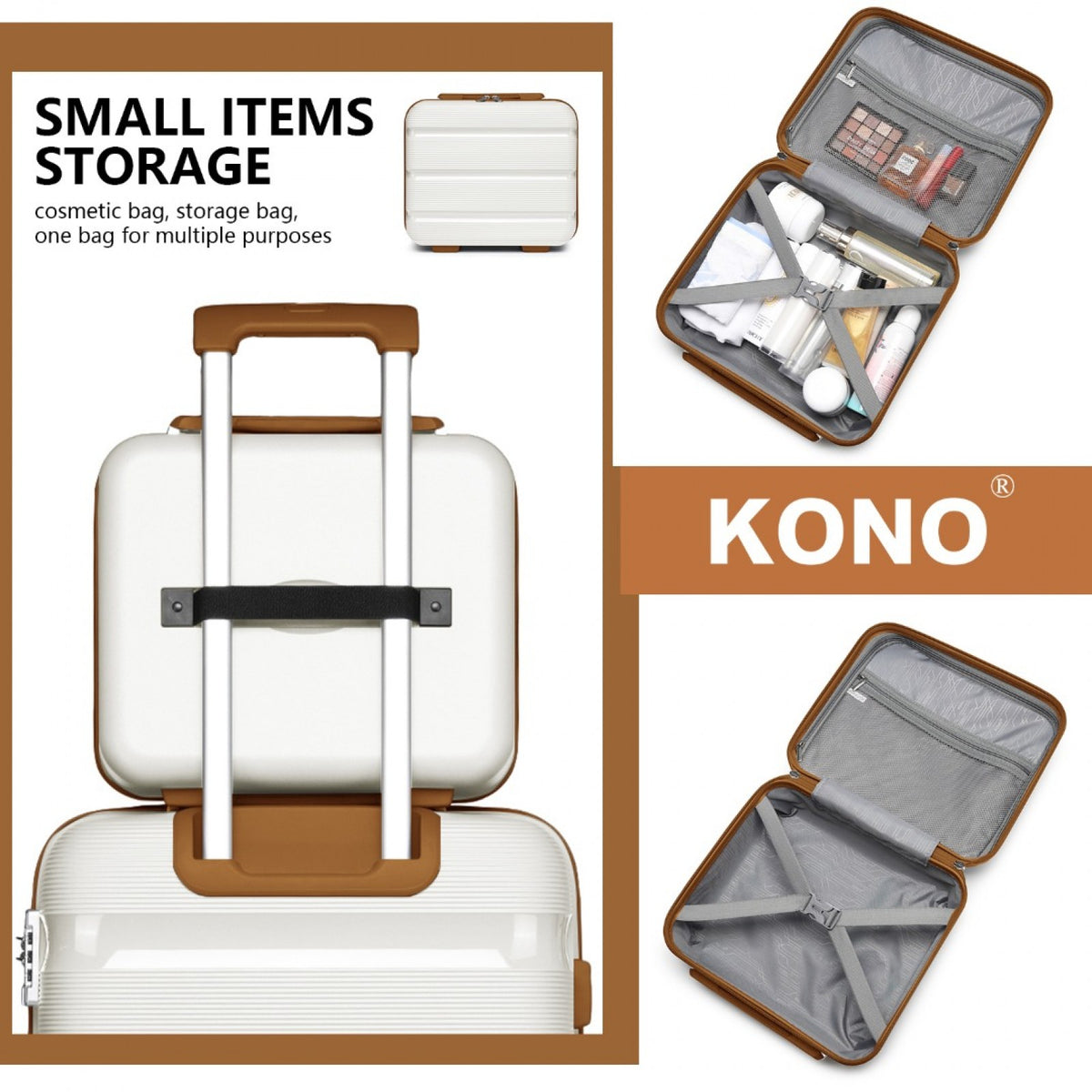 Kono 14" K2092L - Bright Hard Shell PP Vanity Case
