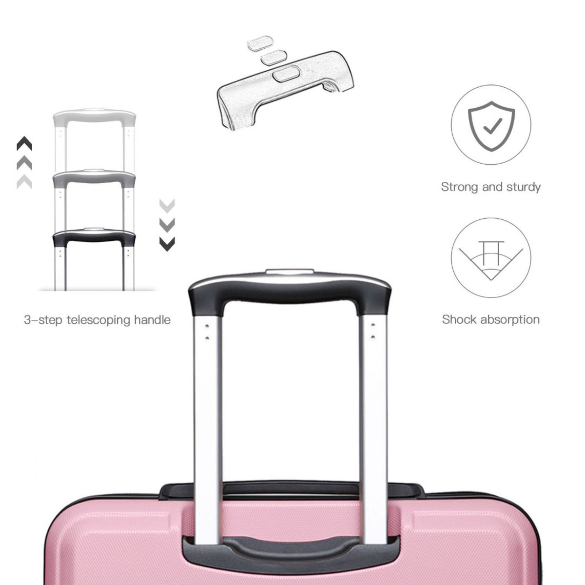 K1871-1L - Kono ABS 24 Inch Sculpted Horizontal Design Suitcase