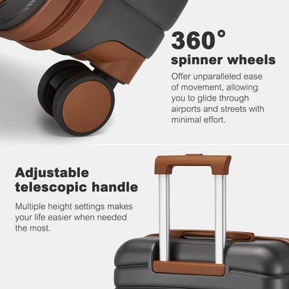 KSK2592+EA2212 - Kono 3‑Piece ABS+PC Suitcase Set with Travel Bag & Toiletry Pouch