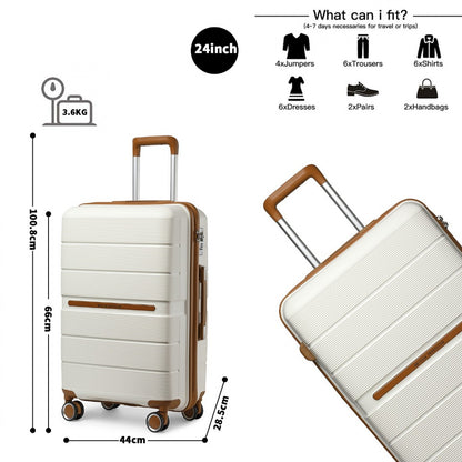 British Traveller K2392L - 3 Pcs Multi-Texture Polypropylene Hard Shell Suitcase With TSA Lock
