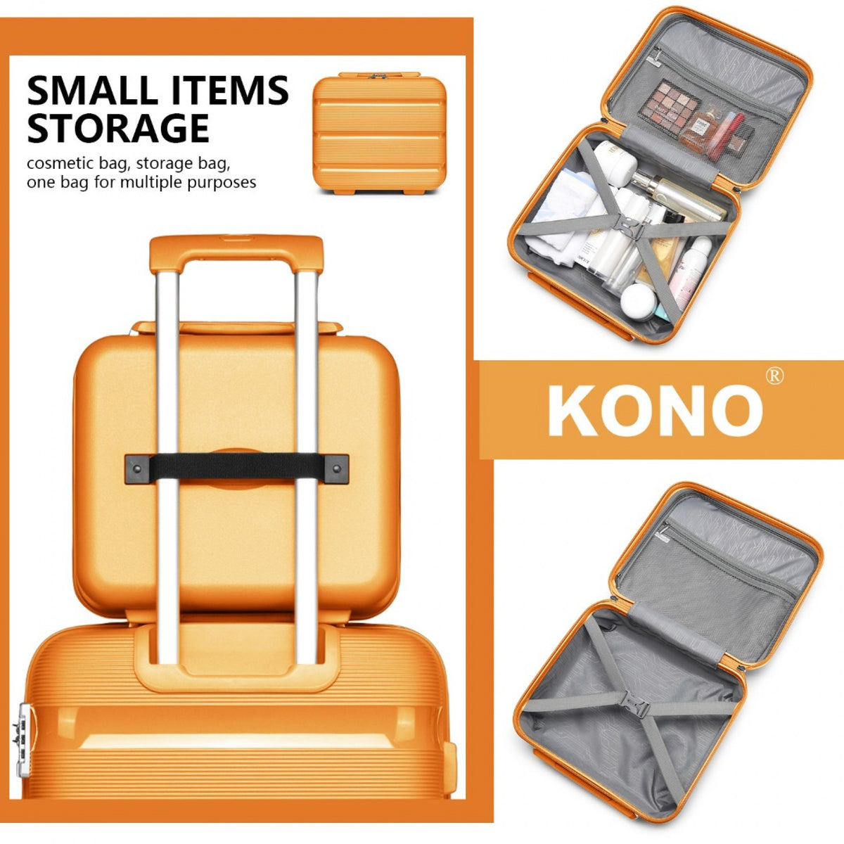 Kono 14" K2092L - Bright Hard Shell PP Vanity Case