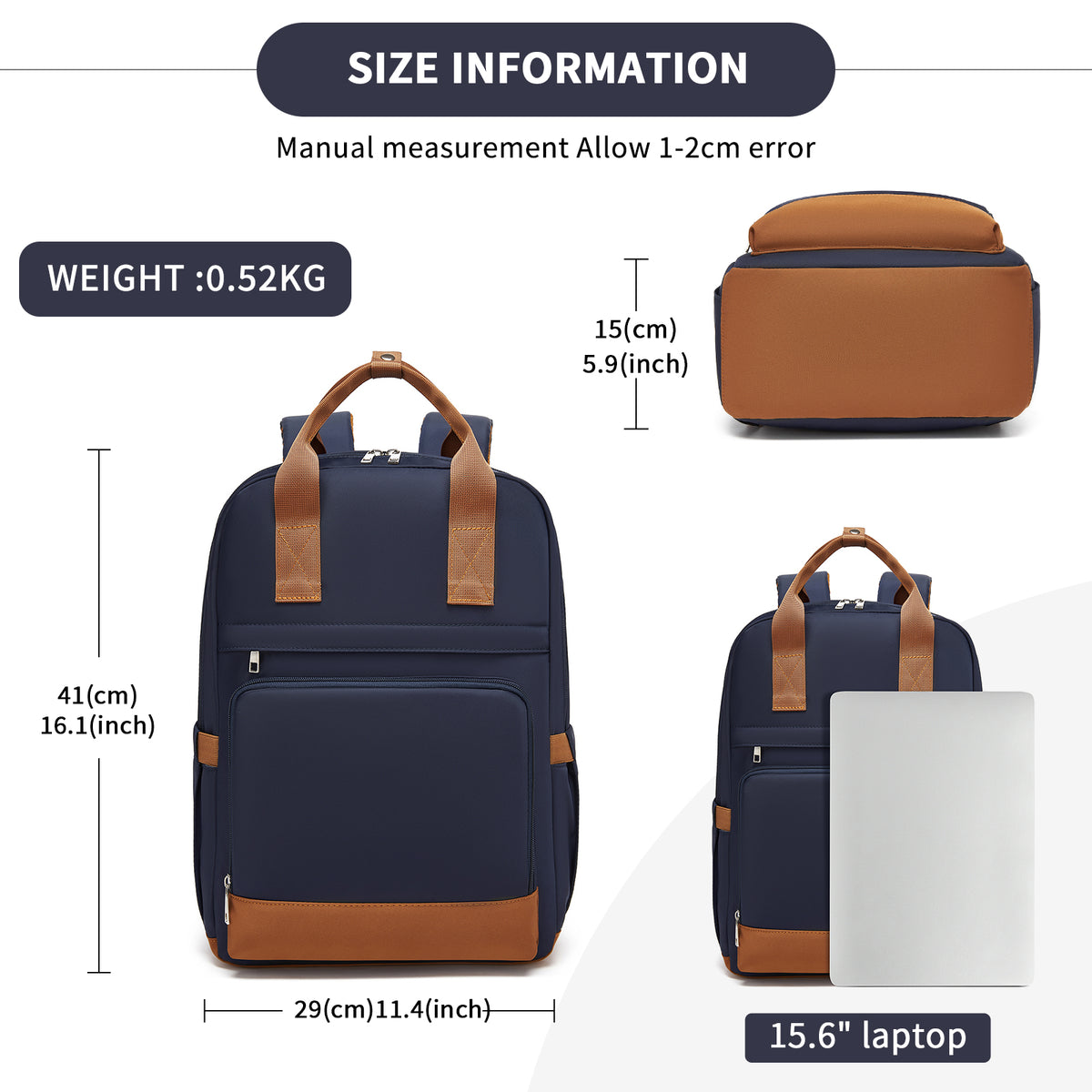 BPK2502 - Kono Casual Contemporary Backpack with Laptop Sleeve & Padded Straps for Daily Commute