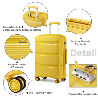 Kono 24" K2092L - Bright Hard Shell PP Suitcase - Classic Collection