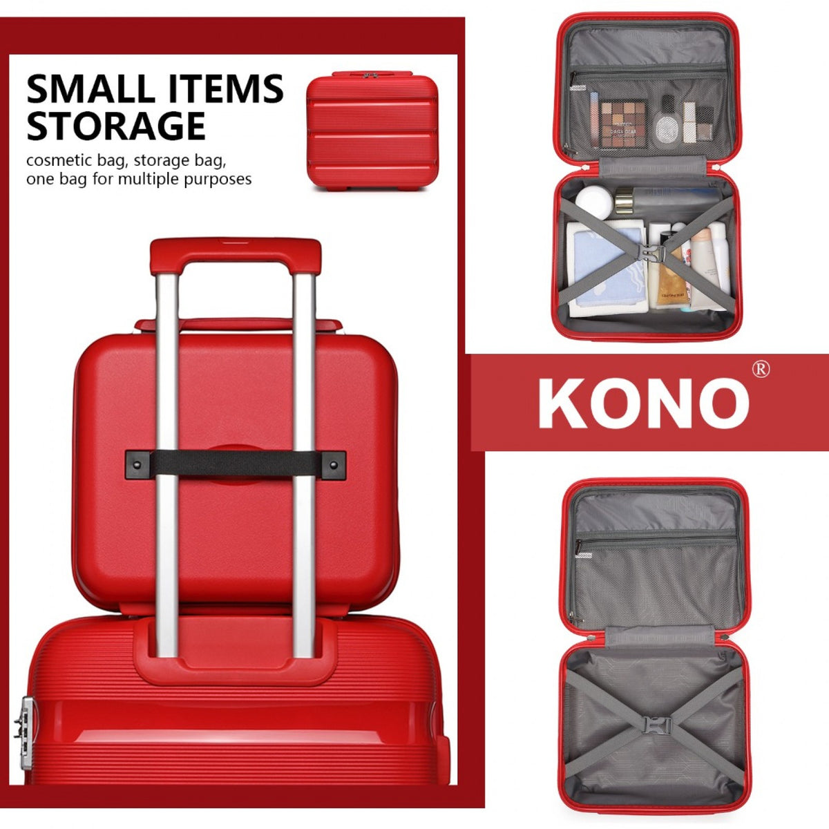 Kono 14" K2092L - Bright Hard Shell PP Vanity Case
