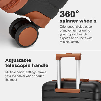 KSK2592+EA2212 - Kono 3‑Piece ABS+PC Suitcase Set with Travel Bag & Toiletry Pouch