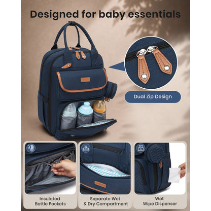 BCK2615 - Kono 3-in-1 Mummy Nappy Backpack Set with Changing Mat & Insulated Pacifier Pouch