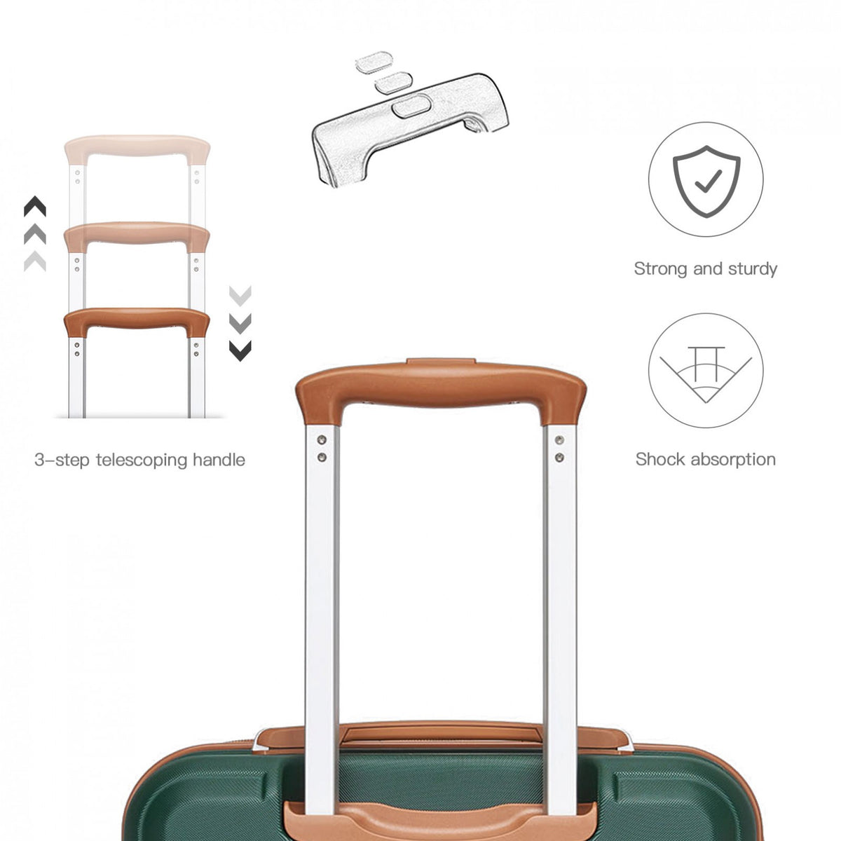 K1871-1L - Kono ABS 24 Inch Sculpted Horizontal Design Suitcase