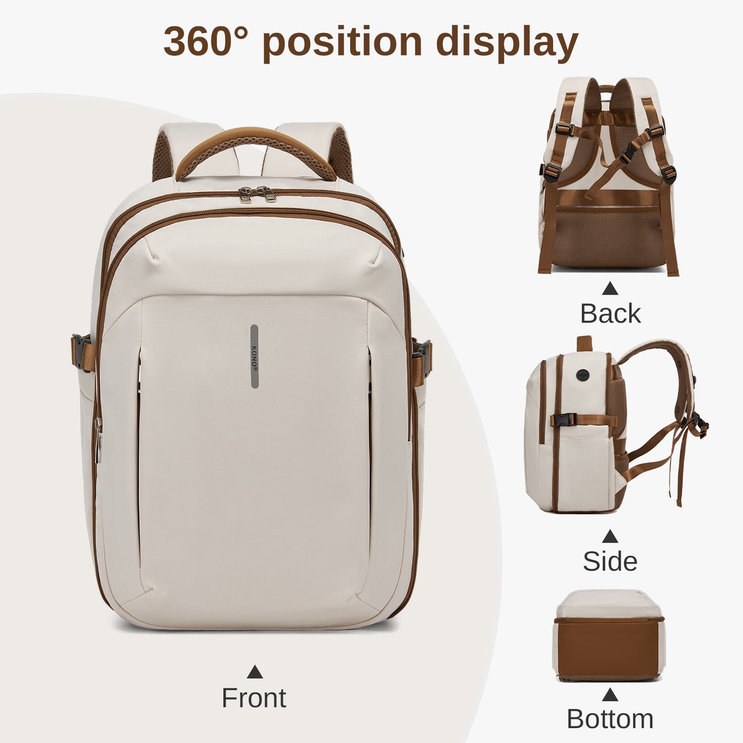 BPK2602- Kono Cabin Approved Carry On Backpack 40×30×20cm, Water Resistant 15.6 Inch Laptop Travel Rucksack with Dry-wet Separation Pouch