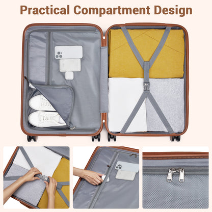 KSK2592+EA2212 - Kono 3‑Piece ABS+PC Suitcase Set with Travel Bag & Toiletry Pouch
