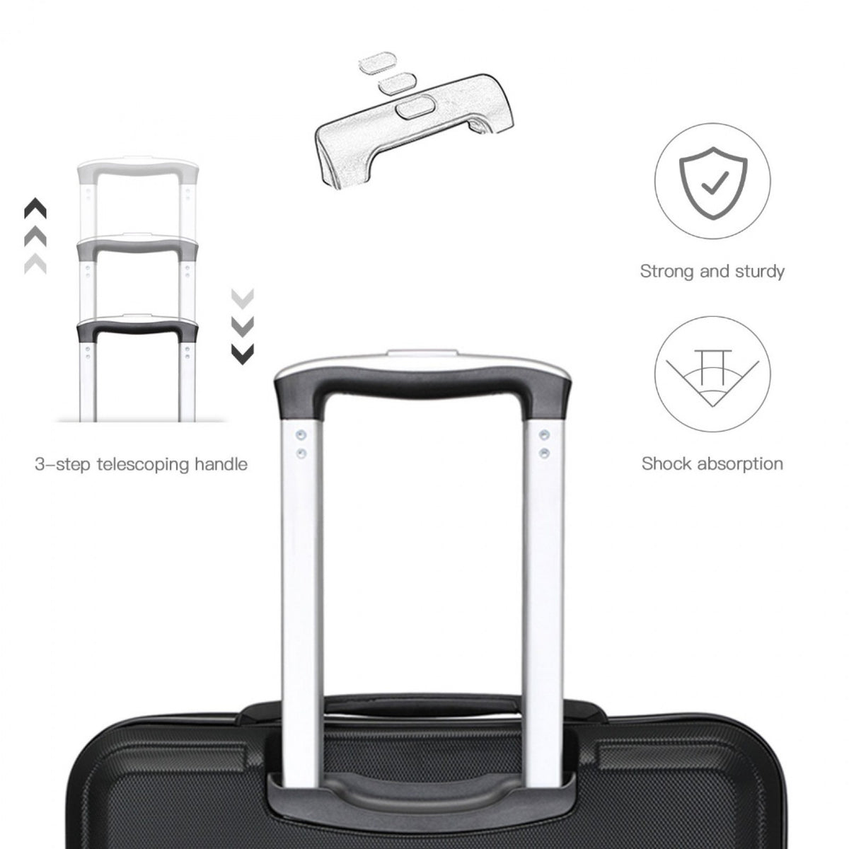 K1871-1L - Kono ABS 24 Inch Sculpted Horizontal Design Suitcase