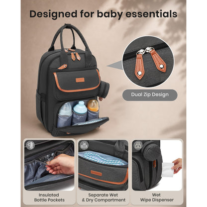 BCK2615 - Kono 3-in-1 Mummy Nappy Backpack Set with Changing Mat & Insulated Pacifier Pouch