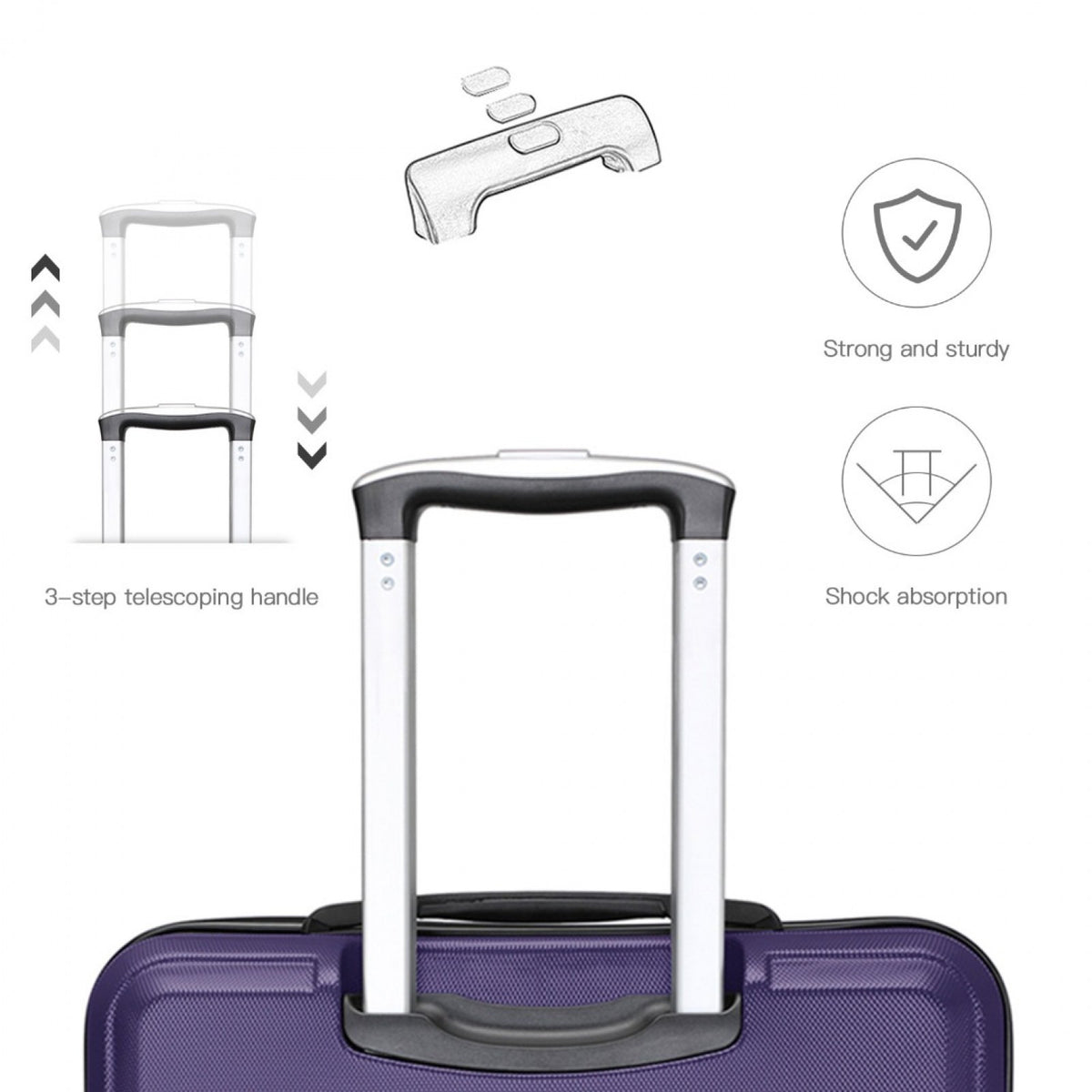 K1871-1L - Kono ABS 24 Inch Sculpted Horizontal Design Suitcase