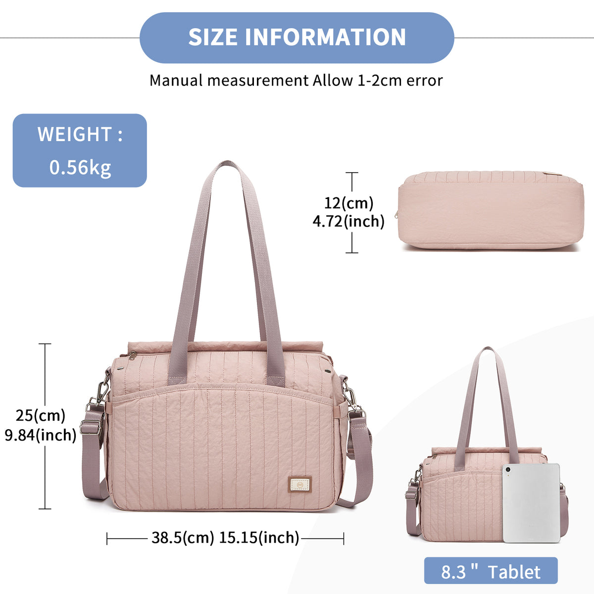 BCM2517 - Miss Lulu Stylish and Spacious Maternity Diaper Bag with Insulated Baby Bottle Pockets,Wet-Dry Separation,Stroller Strap