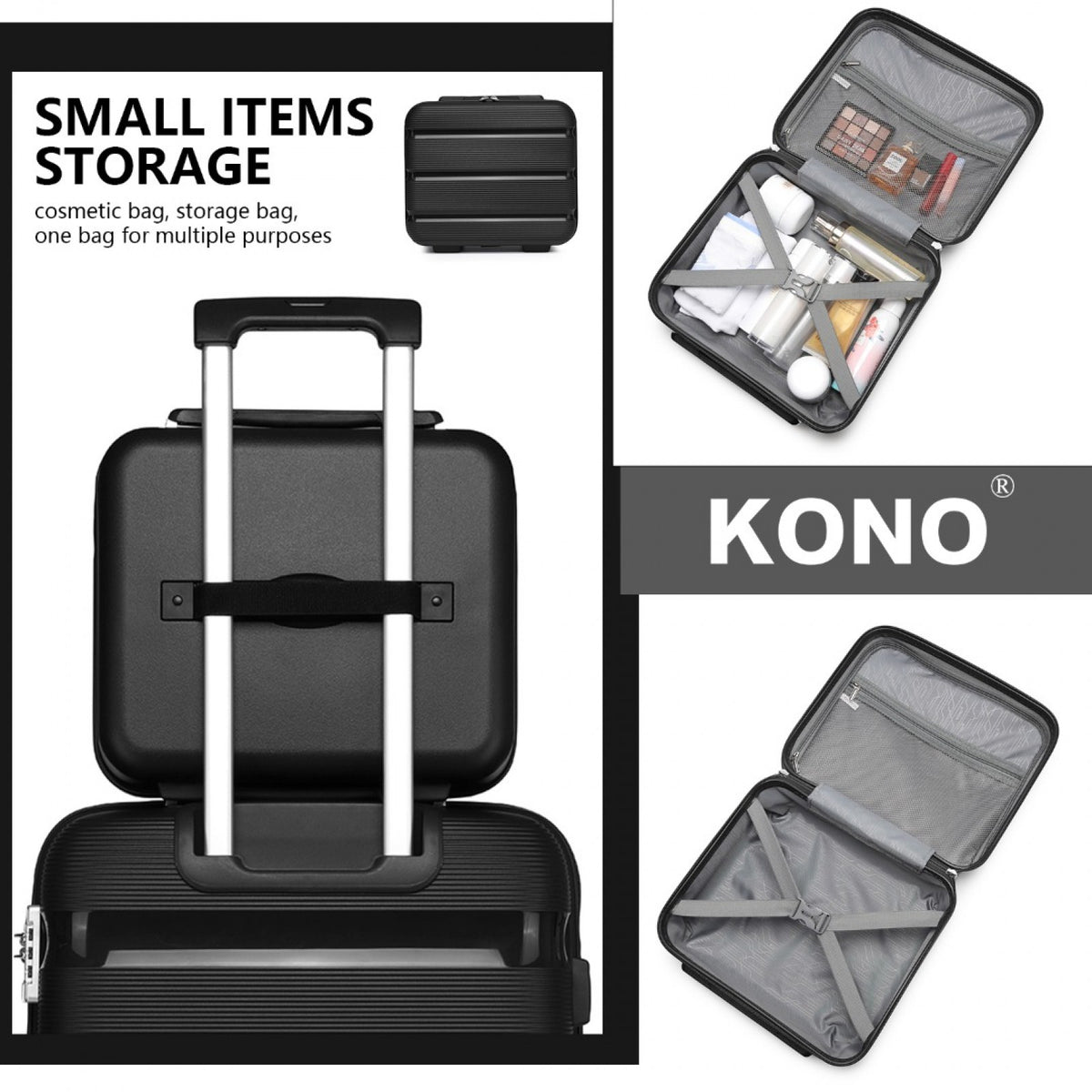 Kono 14" K2092L - Bright Hard Shell PP Vanity Case